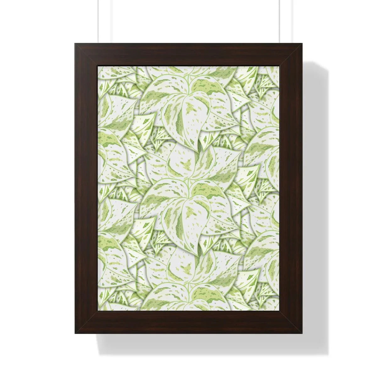 Snow Queen Pothos Pattern Framed Print – Botanical Wall Art