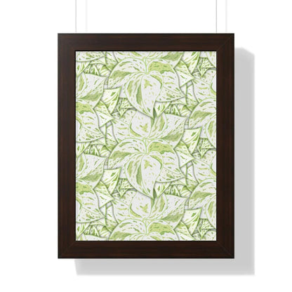 Snow Queen Pothos Pattern Framed Print – Botanical Wall Art