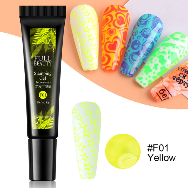 Nail Art Fluorescent Printing Glue, Nail Template Transfer Glue Hose Set