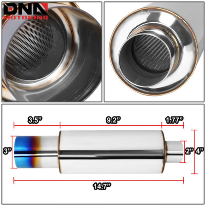 DNA MOTORING Stainless Steel Straight-Through Exhaust Muffler