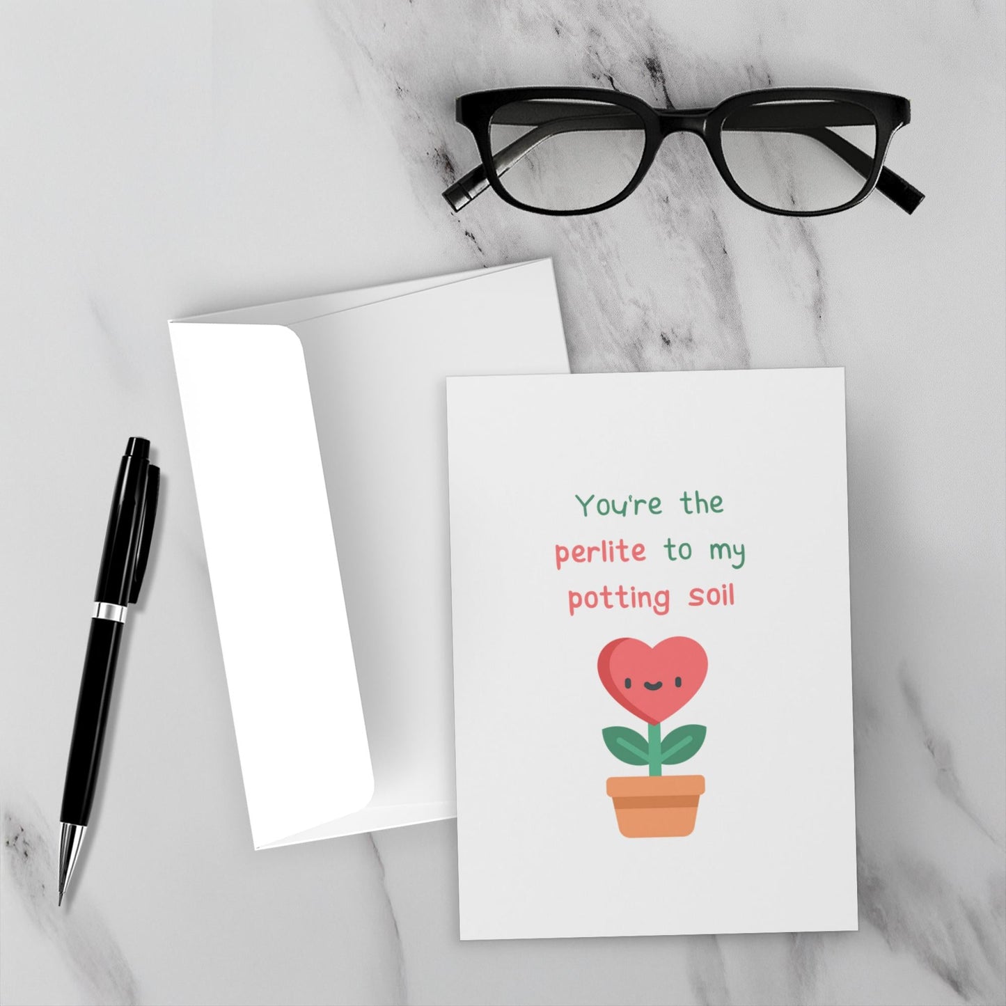 Heart Plant Valentine's Day Card – Botanical Design Blank Inside