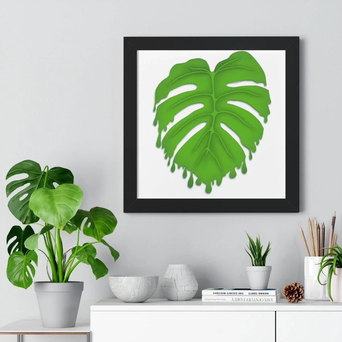Melting Monstera Framed Print – Botanical Wall Art