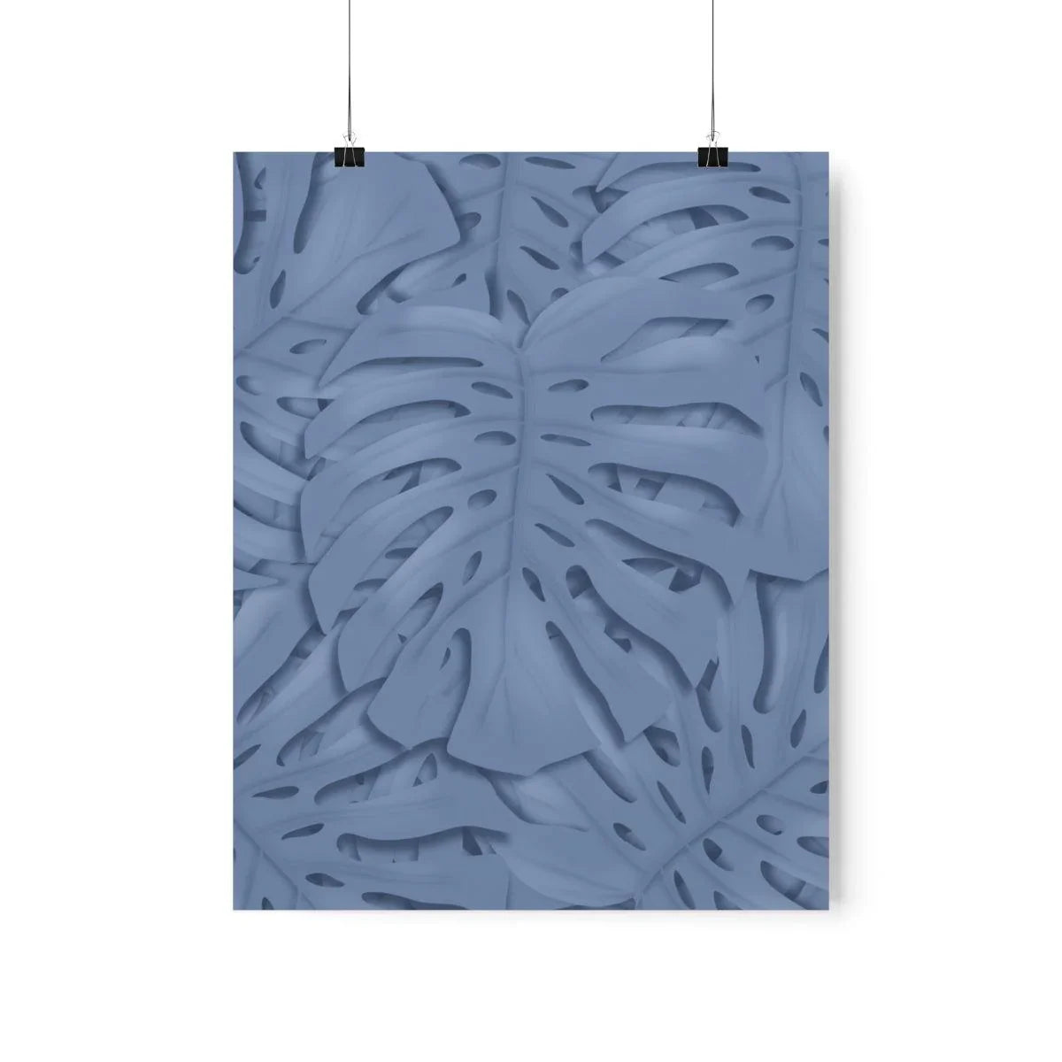 Blue Monstera Botanical Print – Unframed Wall Art