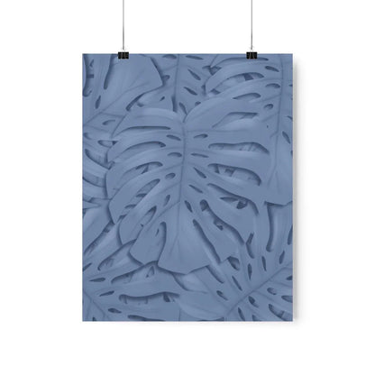 Blue Monstera Botanical Print – Unframed Wall Art