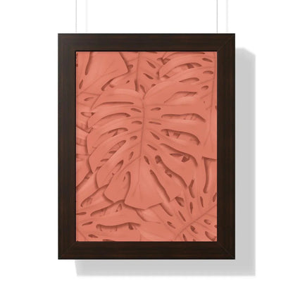 Coral Monstera Framed Print – Botanical Wall Art