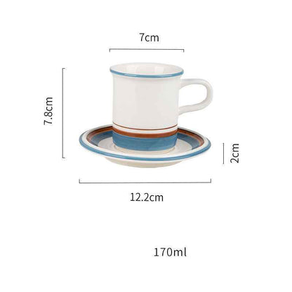 Medieval Ceramic Vintage Hand-painted Replica Coffee Cup And Saucer Wide Mouth Cup