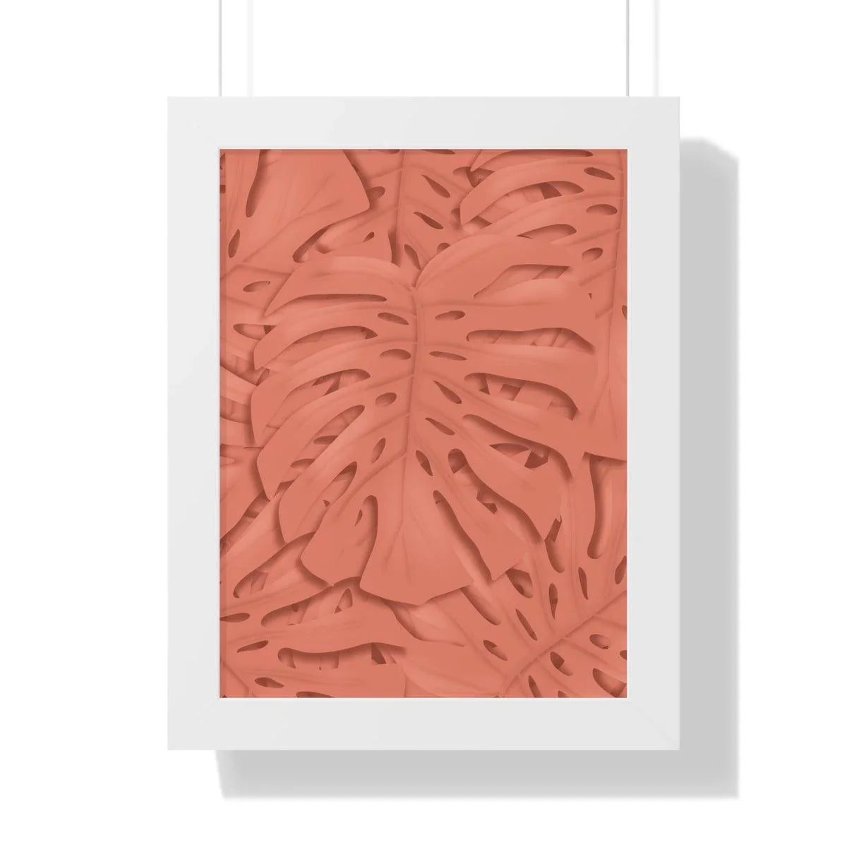 Coral Monstera Framed Print – Botanical Wall Art
