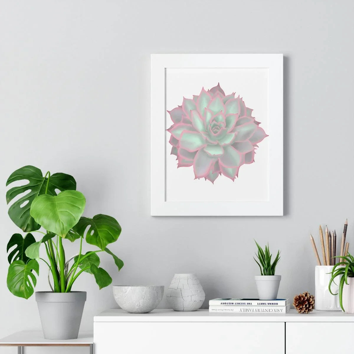 Echeveria Violet Queen Succulent Framed Print – Botanical Wall Art