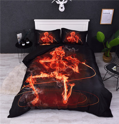 3D Printing European And American Style Skull Four-piece Three-piece Quilt Cover