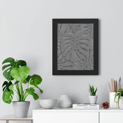 Grey Monstera Framed Print – Botanical Wall Art