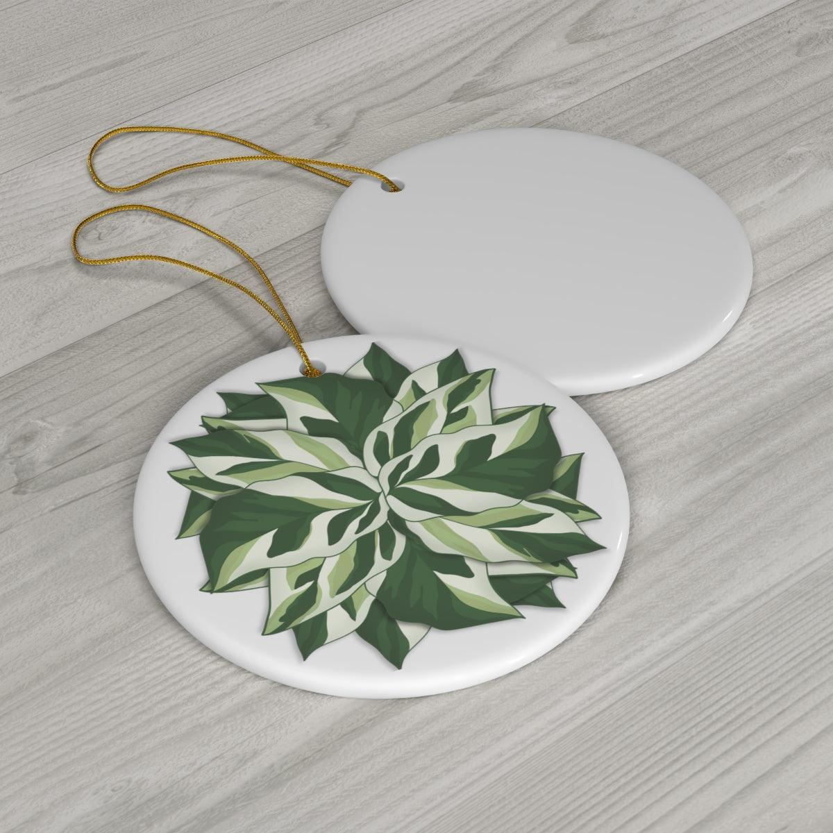 Calathea White Fusion Ceramic Ornament