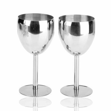 Stainless Steel Tall Metal Wine Glass