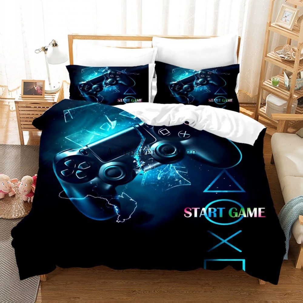 Digital 3D Game Controller Pattern Printed Bedding Three-Piece Set
