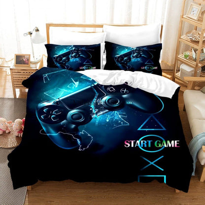 Digital 3D Game Controller Pattern Printed Bedding Three-Piece Set