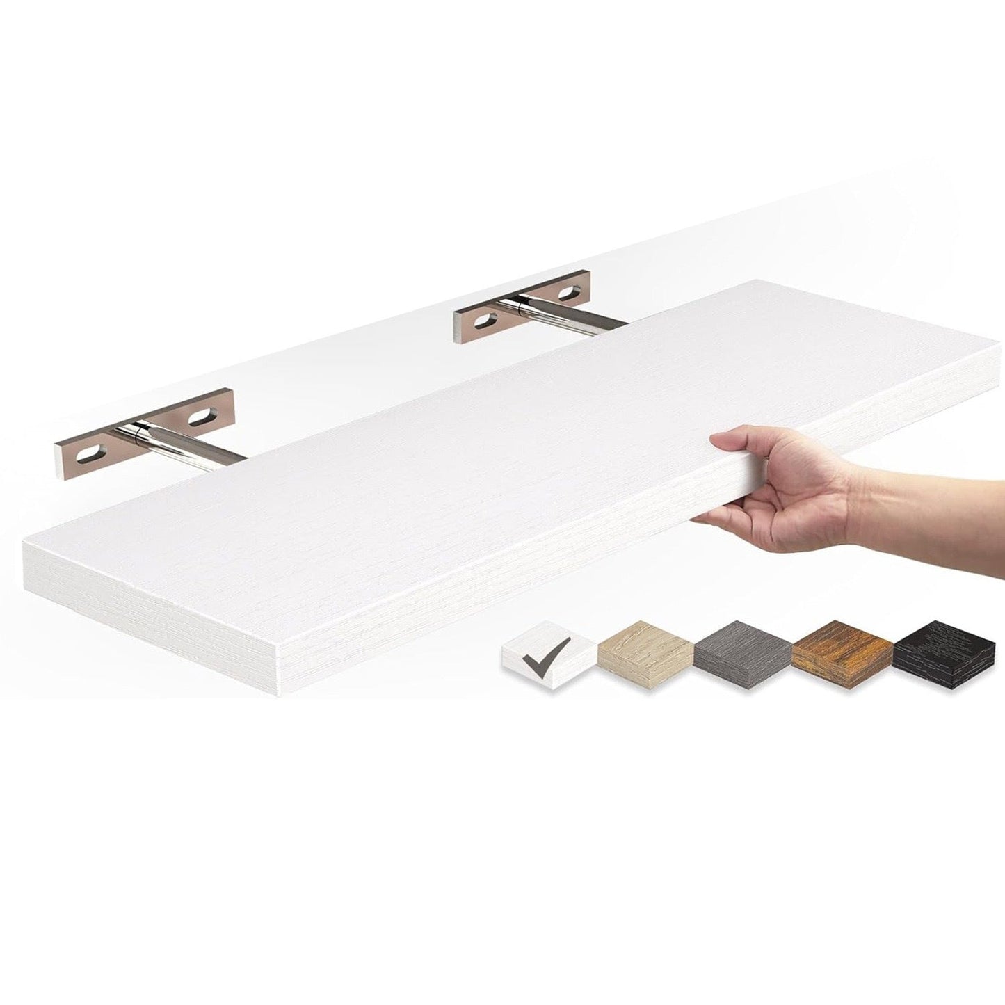 Solid Wood Floating Wall Shelf - Minimalist Hanging Storage for Home and Office