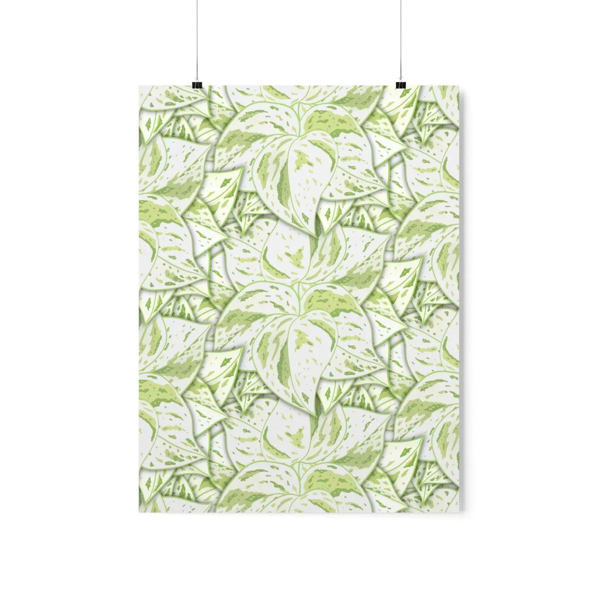Snow Queen Pothos Pattern Botanical Print – Unframed Wall Art