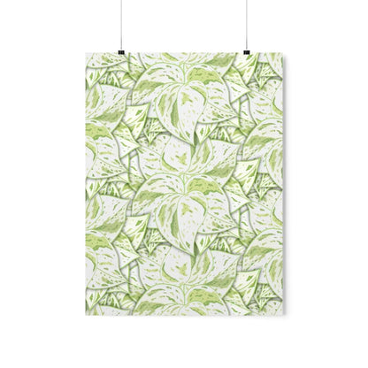Snow Queen Pothos Pattern Botanical Print – Unframed Wall Art
