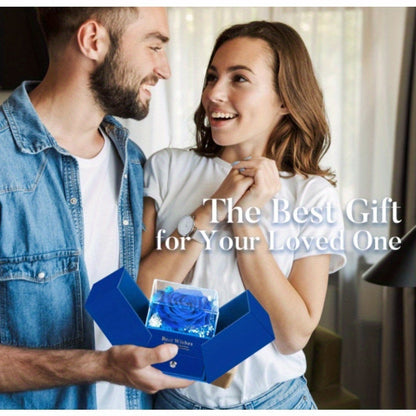 Preserved Real Rose | Perfect Eternal Flowers Rose Gifts with Necklace for Mom, Girlfriend for Mother'S Day, Valentine's, Anniversary, Thanksgiving, or Christmas | Blue Color, Metal Material