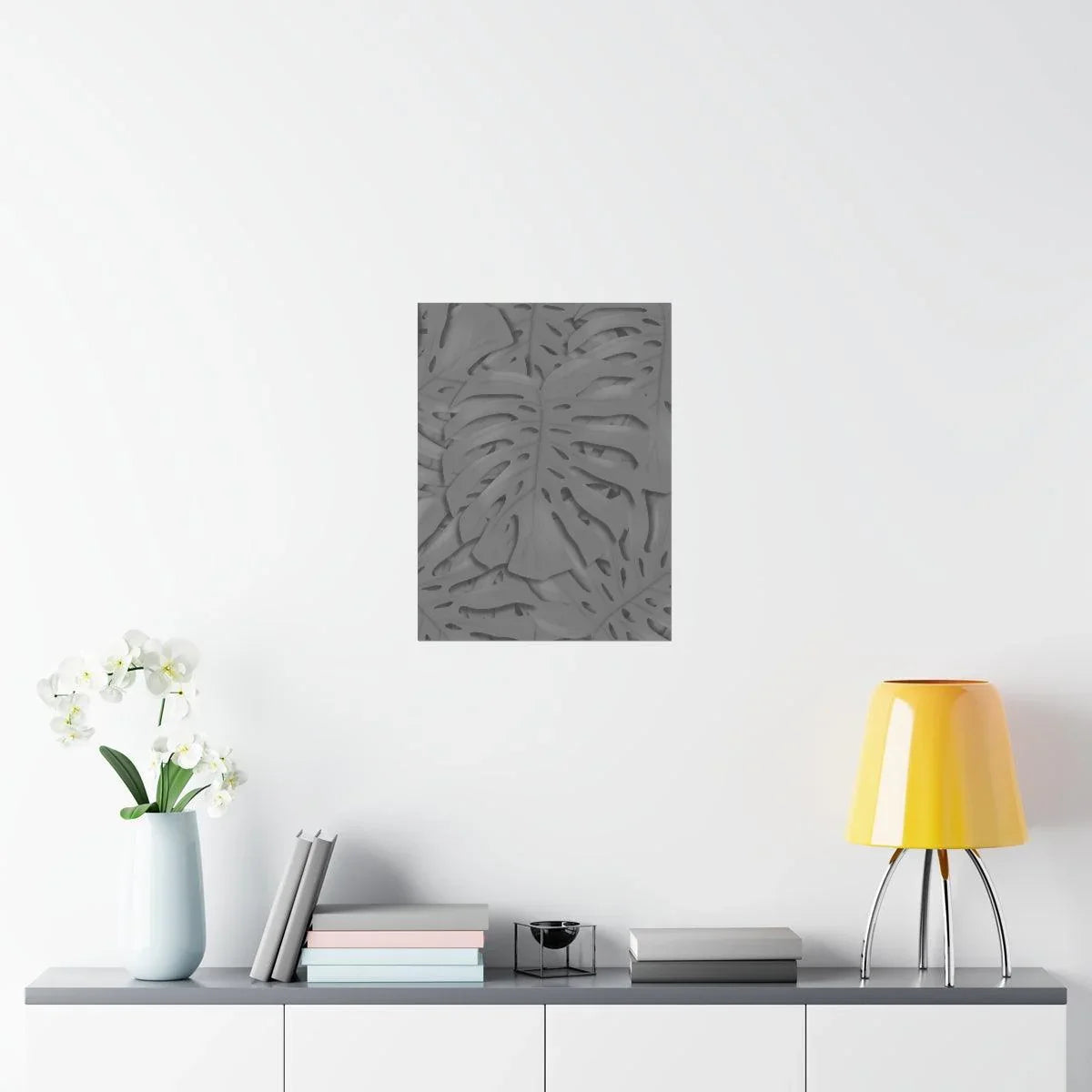 Grey Monstera Botanical Print – Unframed Wall Art
