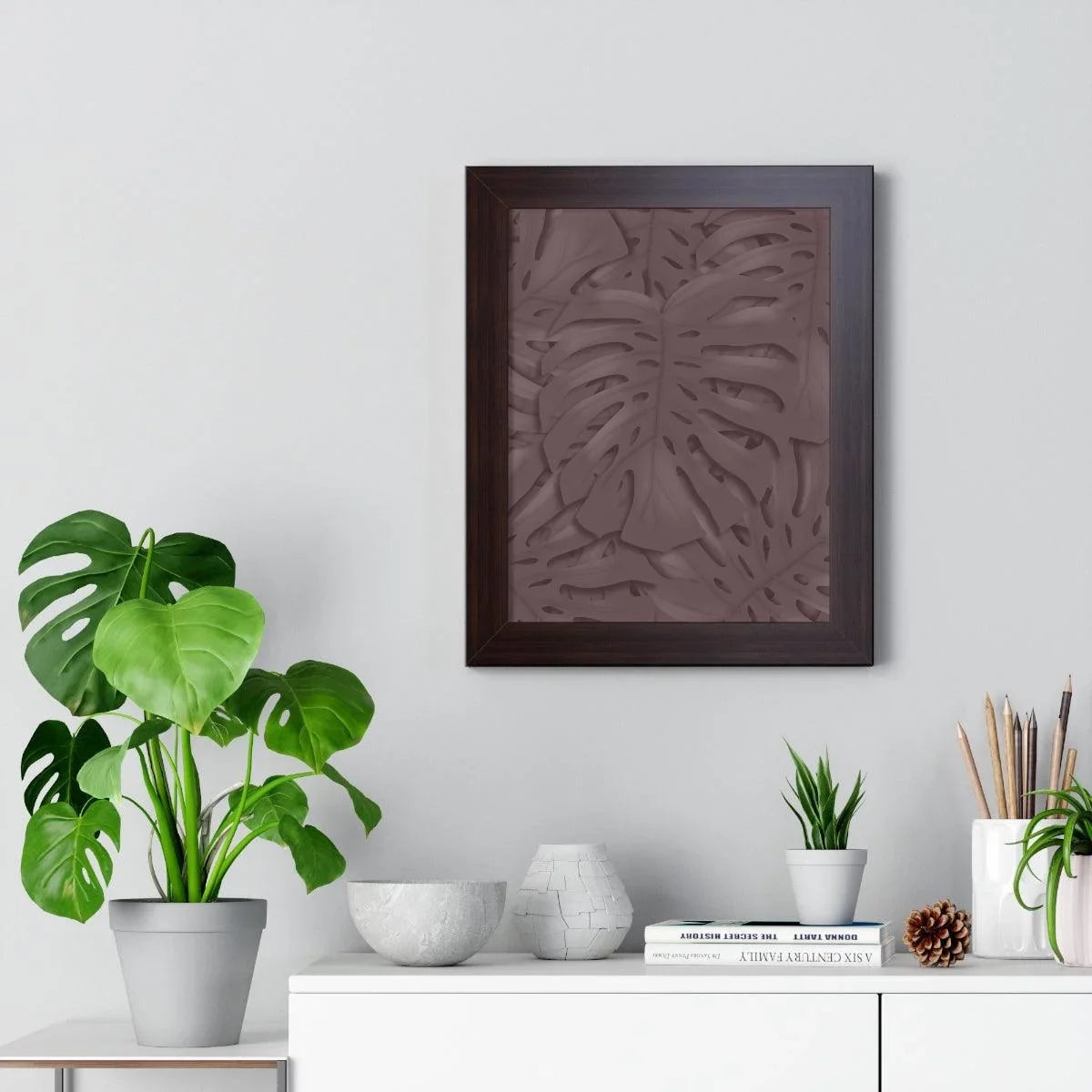 Merlot Monstera Framed Print – Botanical Wall Art