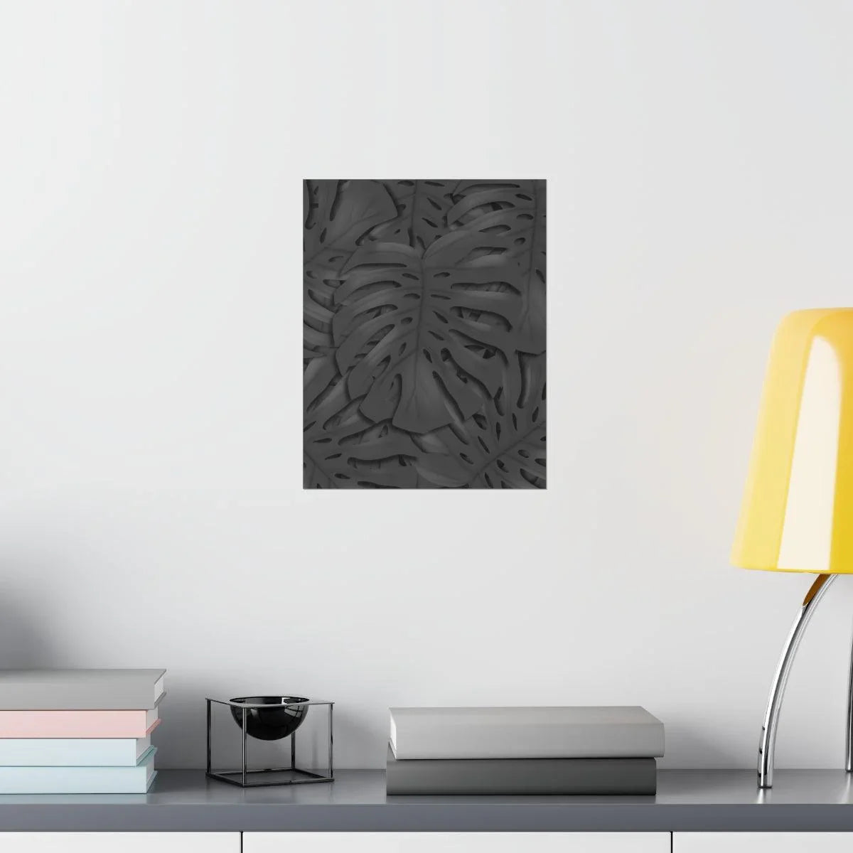Charcoal Monstera Botanical Print – Unframed Wall Art