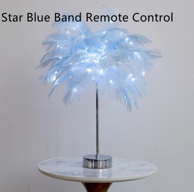 Nordic Feather Table Lamp w/ Remote Control - Dimmable LED Bedside Light