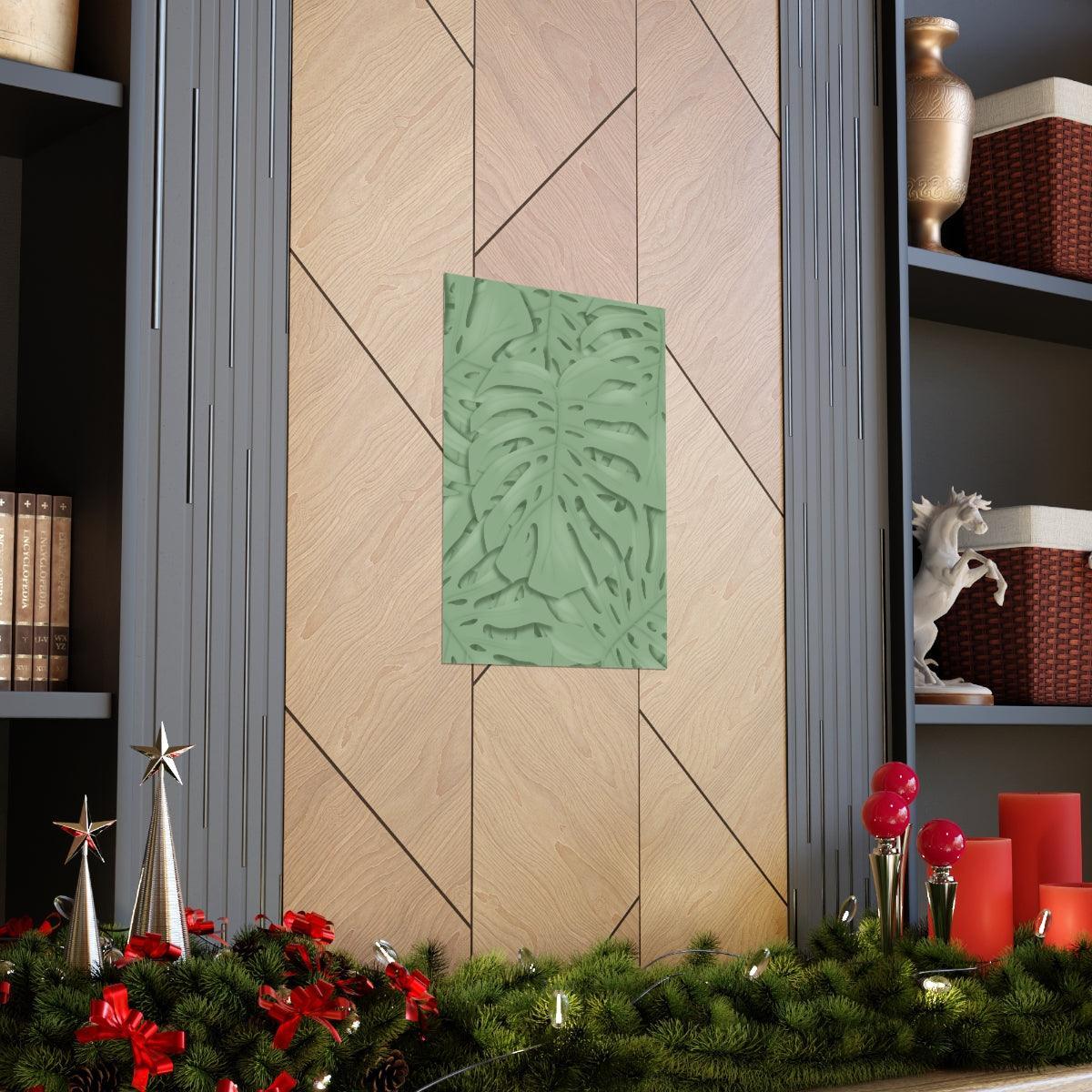 Sage Green Monstera Botanical Print – Unframed Wall Art