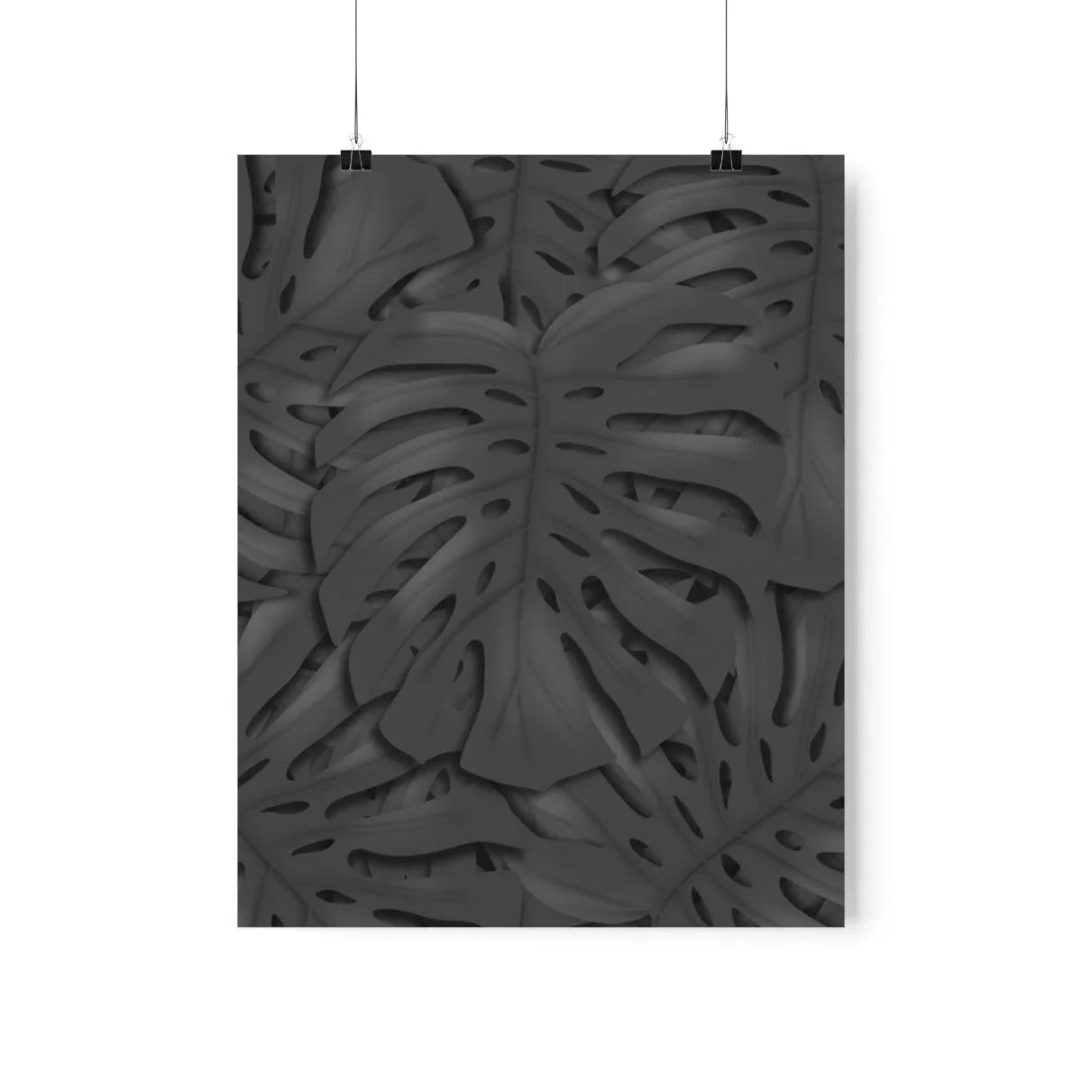 Charcoal Monstera Botanical Print – Unframed Wall Art