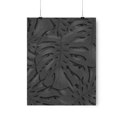 Charcoal Monstera Botanical Print – Unframed Wall Art