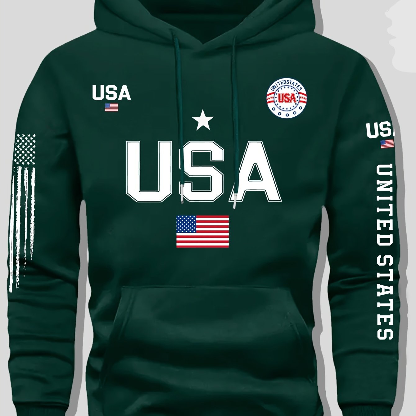 Fleece Hoodie Featuring a USA Flag Design
