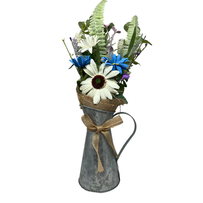 Daisy Flower in Metal Watering Can - 18" -