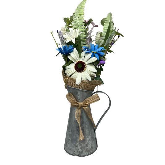 Daisy Flower in Metal Watering Can - 18" -