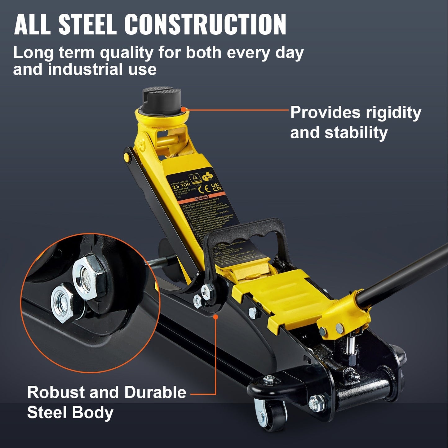 Happybuy 2.5 Ton Alloy Single Cylinder Compact Car Jack 3"-15"