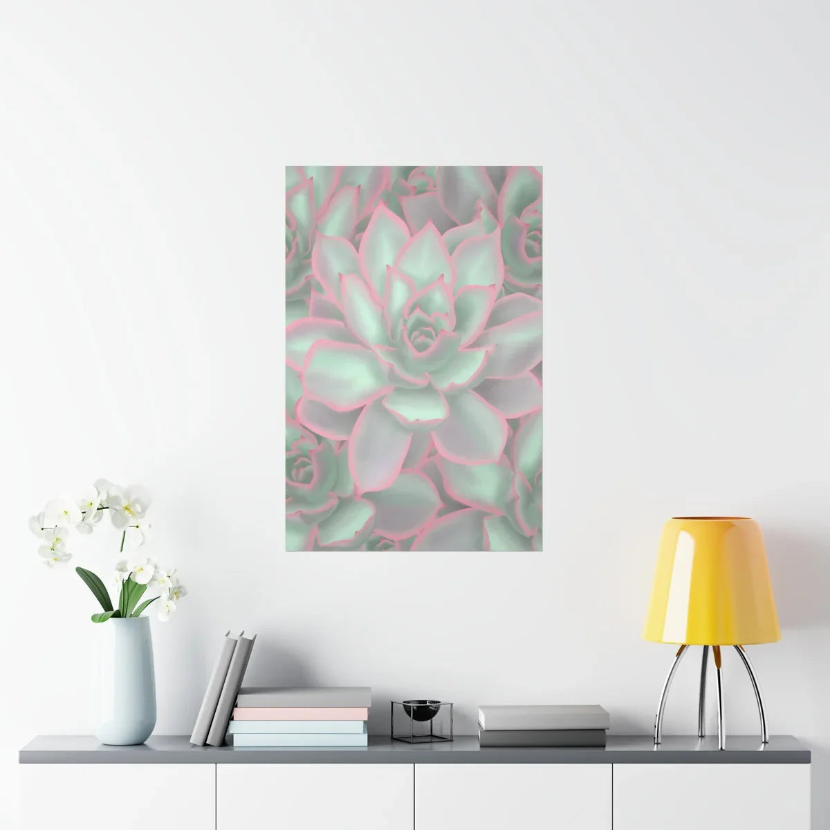 Echeveria Violet Queen Succulent Pattern Botanical Print – Unframed Wall Art