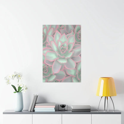 Echeveria Violet Queen Succulent Pattern Botanical Print – Unframed Wall Art