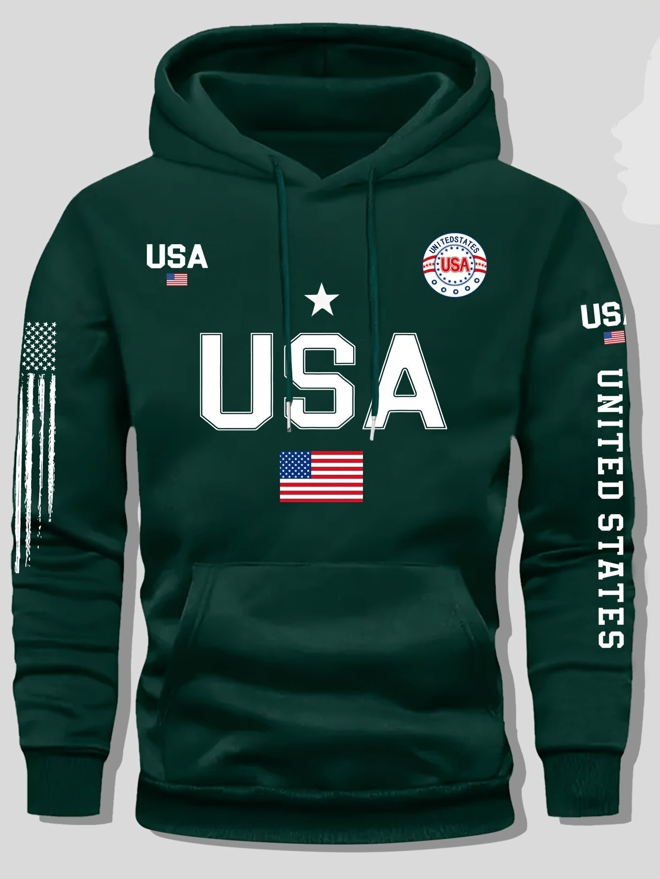 Fleece Hoodie Featuring a USA Flag Design