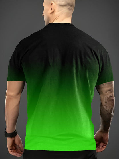 Summer Men'S 3D Digital Printing, Cool Gradual Change: "Calvin" Printed T-Shirt, Casual And Comfortable Versatile Men'S Round Neck Short Sleeves, Suitable for Daily And Sports Wear