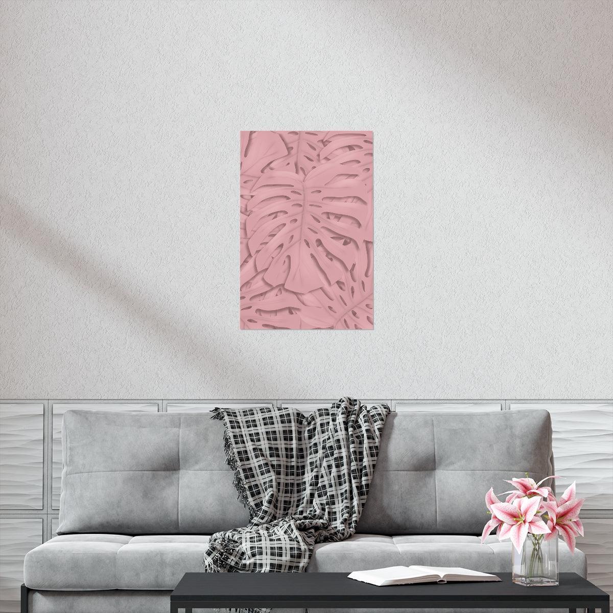 Soft Pink Monstera Botanical Print – Unframed Wall Art