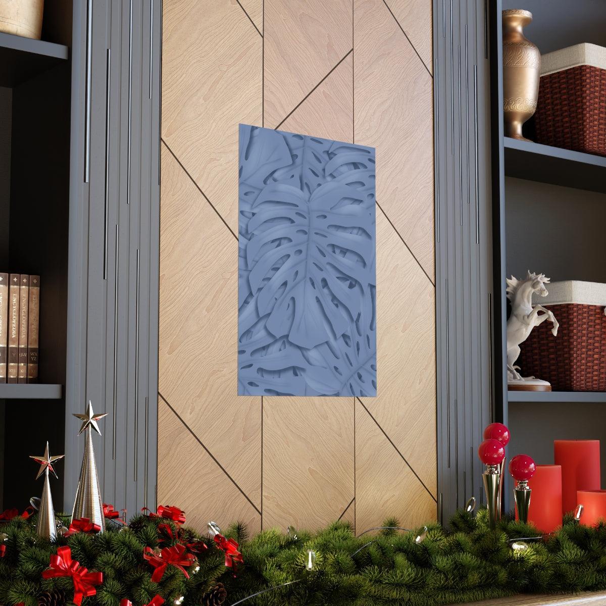 Blue Monstera Botanical Print – Unframed Wall Art