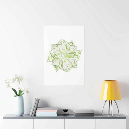 Snow Queen Pothos Botanical Print – Unframed Wall Art