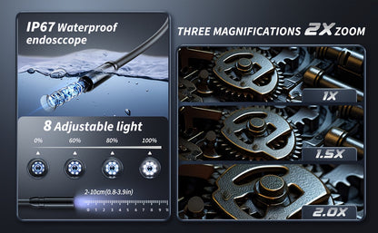 Endoscope Rechargeable Wire Cam w/ 8 LED Light 4.3" Screen 1080PHD 16ft.