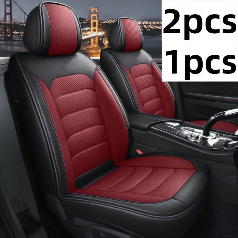 1pc and 2pcs Luxury Faux Leather Car Front Seat Covers | Universal Fit, Independent Seat Design for Main Driver/Co-driver, All-inclusive Sports Car Seat, Suitable for Cars, SUVs, and Pickup Trucks