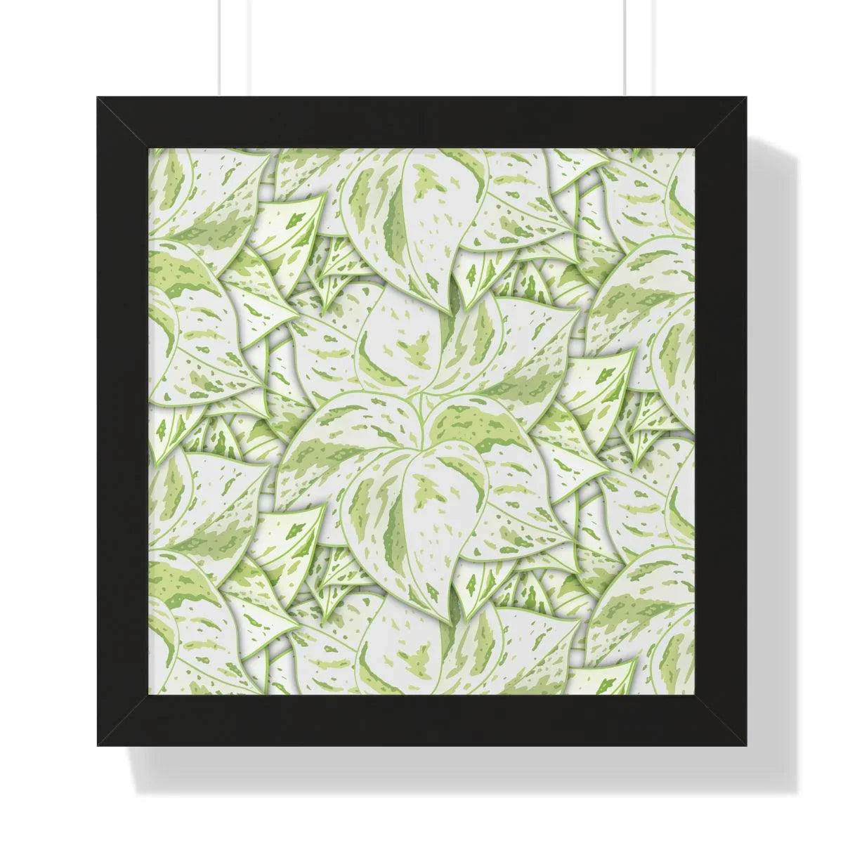 Snow Queen Pothos Pattern Framed Print – Botanical Wall Art