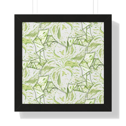 Snow Queen Pothos Pattern Framed Print – Botanical Wall Art