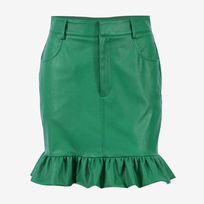 Fashion Women's High Waist Half-length Leather Skirt