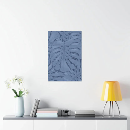Blue Monstera Botanical Print – Unframed Wall Art