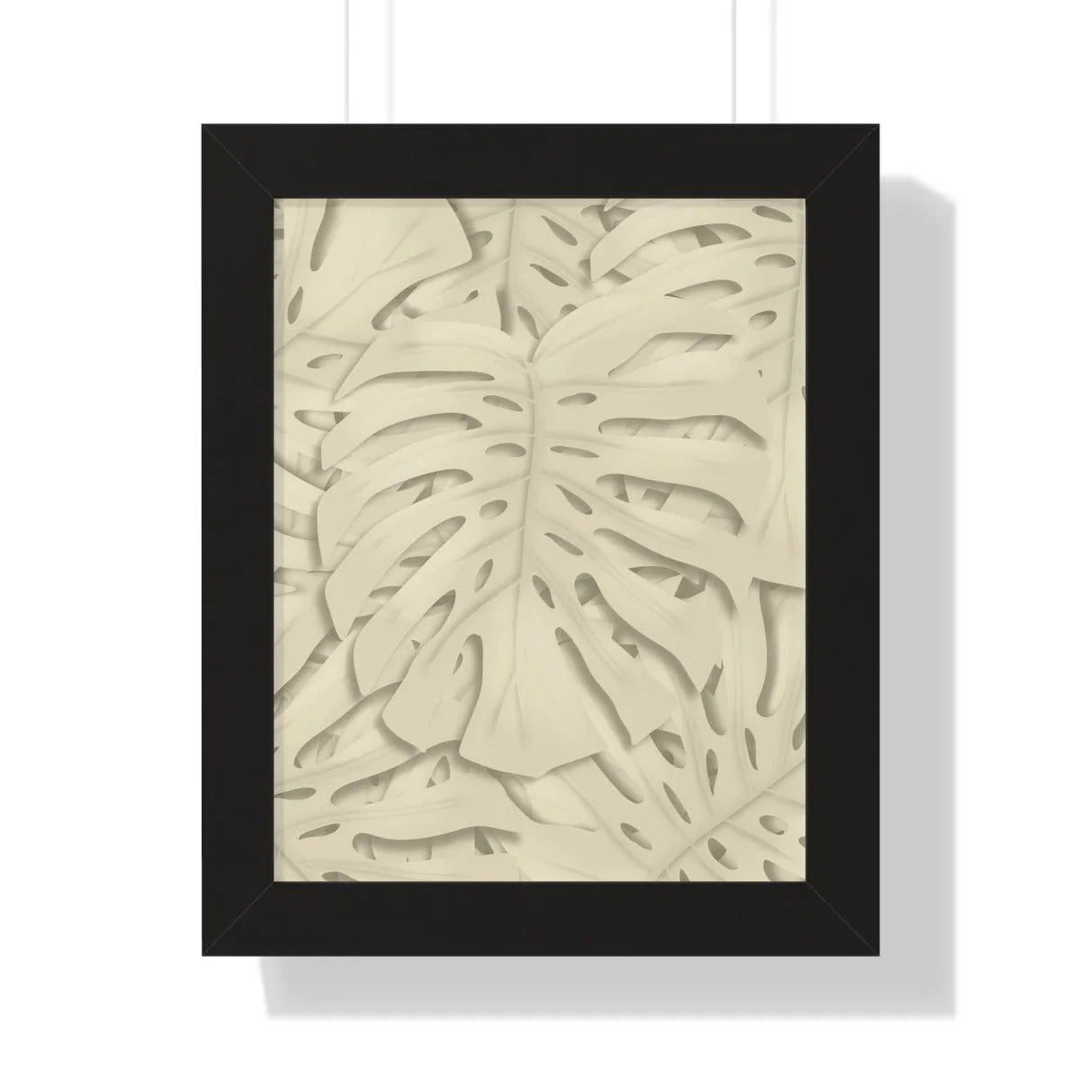 Beige Monstera Framed Print – Botanical Wall Art