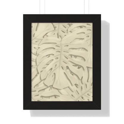 Beige Monstera Framed Print – Botanical Wall Art