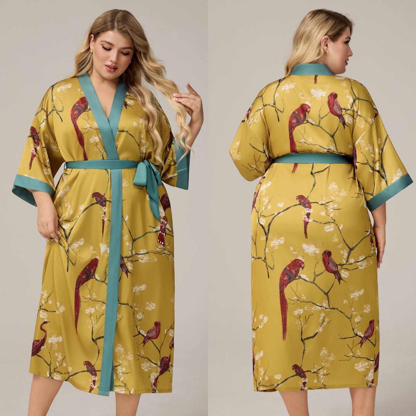 Womens Luxe Satin Robe - Lightweight Imitation Silk Loungewear & Sleepwear