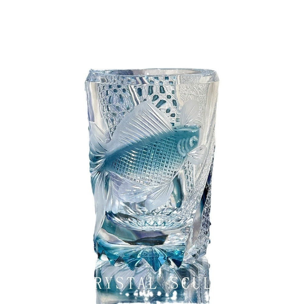 Exquisitely Hand Carved Glass Water Hyacinth